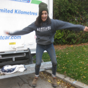 Jumping out of a truck in happiness(© 2018 Brenna Anstett)