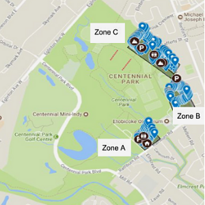 Google map with pins for every tree(Google map)