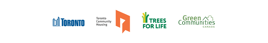 logos for City of Toronto, TCHC, Trees For Life and Green Communities Canada