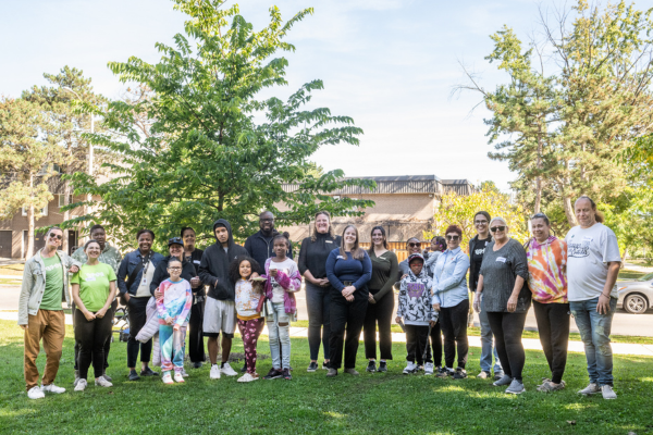 Keyondre with fellow TCHC tenants, City of Toronto staff, and LEAF staff at the 2024 TCHC Recognition Event