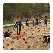 community members planting trees and shrubs