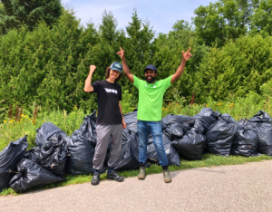 Two volunteers participating at a LEAF stewardship event