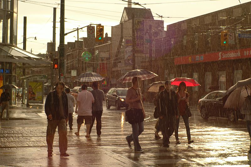 Toronto street in the rain