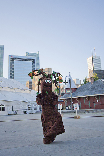 Barkley doing yoga in downtown Toronto